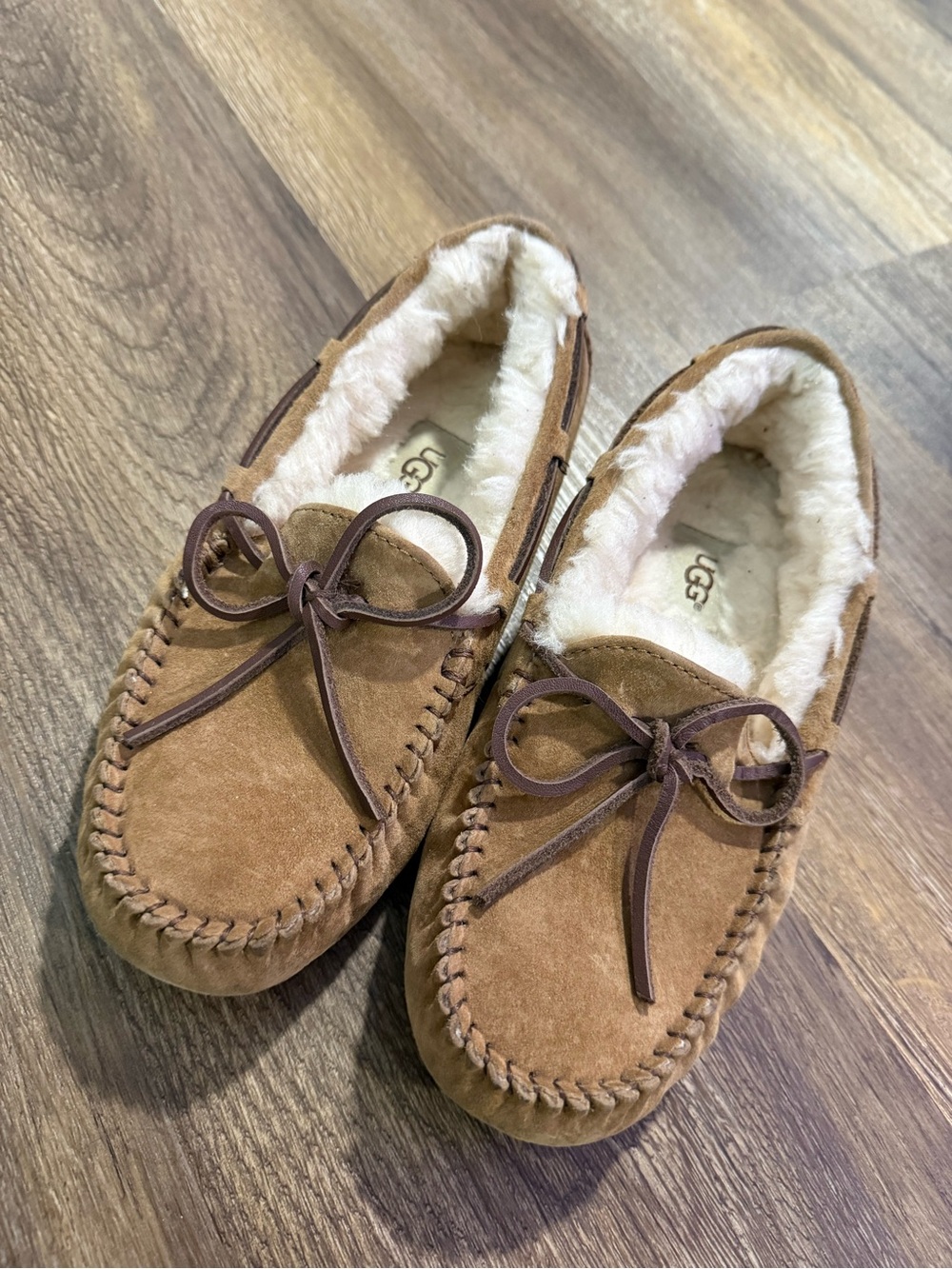UGG Chestnut Brown Suede Moccasin Slippers